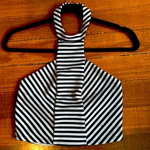 Black and White Charlotte Russe Halter Crop Top
